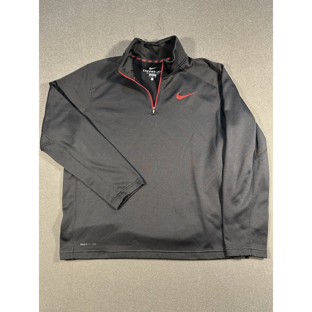 Men's Nike Therma-Fit Quarter Zip Black/Red Large